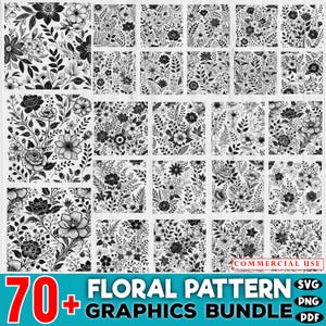 Plus de 70 fichiers SVG à motif floral sans couture | Fichiers SVG fleur pour Cricut | Fichiers coupés de fond floral | Utilisation commerciale