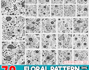 70+ Floral Seamless Pattern SVG Bundle: Flower Cut Files (Commercial Use)