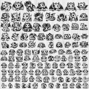 300+ Baby Dragon Graphics SVG Bundle, Baby Dragon cut files for Cricut, Tribal Dragon Clipart, png,svg, and pdf, Instant Digital download image 8