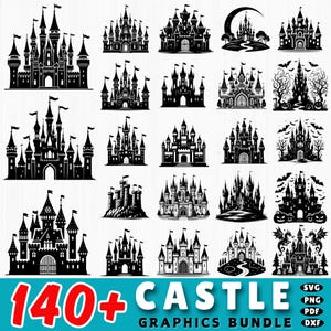 Castle SVG Bundle: Fantasy Clipart, Princess Palace Cut Files (Commercial Use, Digital Download