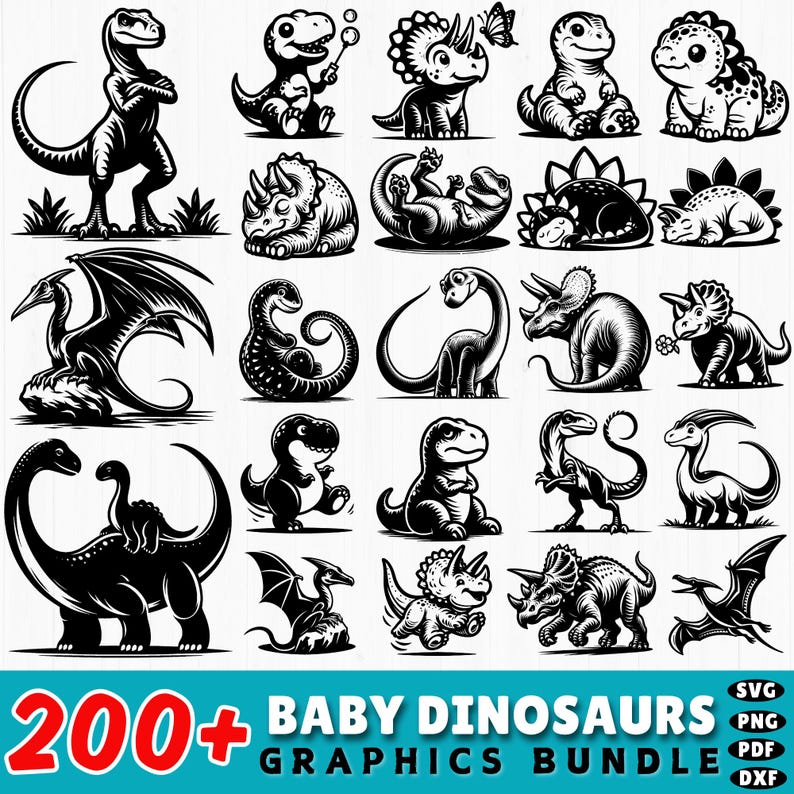 200+ Baby Dinosaurs SVG Bundle | Cute Dino Clipart for Cricut ...
