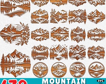 Mountain Wilderness Scene SVG Bundle: Laser Cut Files, CNC Designs