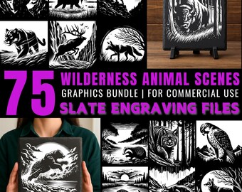 Wilderness Animal Scenes PNG Bundle: Laser Engraving & Sublimation (Digital Download