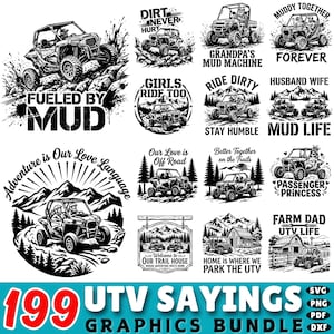 Pacchetto SVG di 199 frasi per UTV: citazioni fuoristrada, avventura side-by-side PNG (uso commerciale)