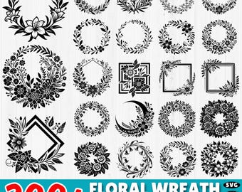 Blumenkranz SVG Bundle: 300+ Blumenrahmen Designs (kommerzielle Nutzung)