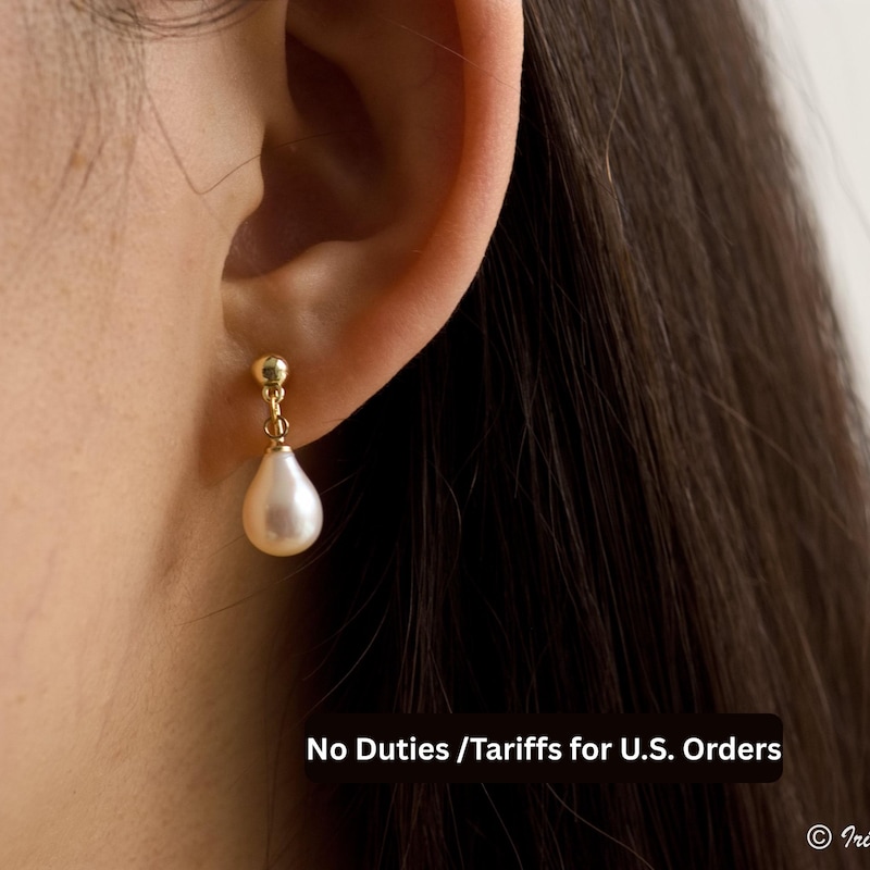 Pearl Green Gold Earrings - Etsy