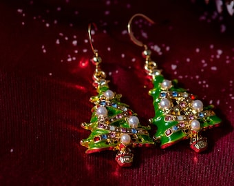 Pendientes de Navidad, Pendientes de árbol de Navidad, Pendientes de invierno, Regalo de Navidad, Joyas de Navidad, Pendientes festivos, Pendientes únicos