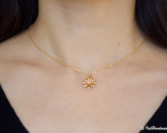 14k Gold-filled Daisy Necklace,  Adjustable Daisy Charm Choker Necklace,  Flower Gold Necklace, Gift For Her,  Christmas Gift