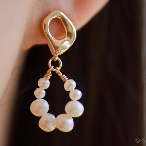 Freshwater Pearl Hoop Earrings | Pearl Dangle Earrings | Huggie Hoop Earrings |  Dainty Gift for Her
