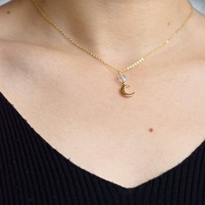 Moon Necklace, Minimalist Necklace, Gold Moon Necklace,  Personlised Gift Jewelry, Crescent Moon Pendant