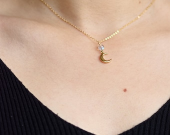 Moon Necklace, Minimalist Necklace, Gold Moon Necklace,  Personlised Gift Jewelry, Crescent Moon Pendant