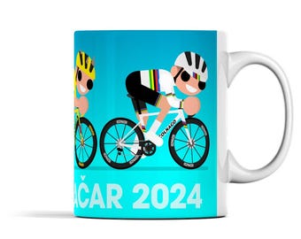 Tadej Pogacar Three Jerseys Riding 2024 Mug