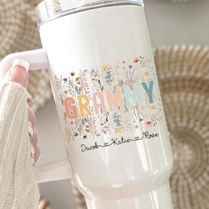 Grammy Tumbler With Grandkids Names, Personalized Grammy Wildflowers Tumbler, Grandkids Names Tumbler, Grammy Mother&#39;s Day, Grammy Gift