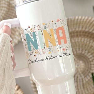 Nina Tumbler With Grandkids Names, Personalized Nina Flower Tumbler, Grandkids Names Tumbler, Nina Mother's Day Gift, Personalized Nina Gift