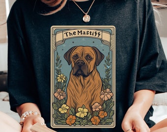 Mastiff Shirt, Mastiff Dog Tarot Card Shirt, Mastiff Dog Shirt, Mastiff Mom Shirt, Mastiff Gift, Mastiff Birthday Gift, Mastiff Occult Shirt