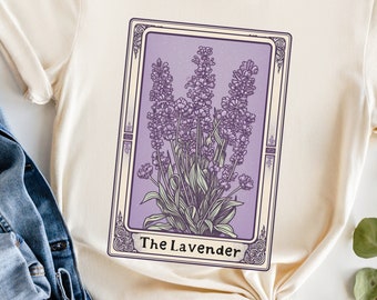 Lavender Flower Shirt, Lavender Gift, The Lavender Tarot Card Shirt, Lavender Floral Shirt, Wildflower Shirt, Cottagecore Gift, Occult Shirt