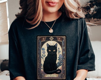 The Black Cat Tarot Card Shirt, Cat Shirt, Black Cat Shirt Tarot Shirt, Tarot Shirts, Women Tarot Card Shirt, Cat Mom Gifts, Cottagecore