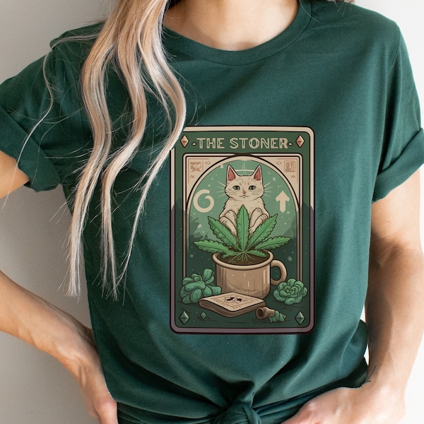 Marijuana T Shirt, Cannabis Shirt, Stoner Graphic Tee, Stoner Tarot Card, Gift For Stoner, 420 Gift, Cats and Weed, Tarot Card Shirt