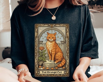 The Orange Cat Tarot Card Shirt, Cat Shirt, Orange Tabby Cat Shirt Tarot Shirt, Tarot Shirts, Women Tarot Card Shirt, Cat Mom Gifts