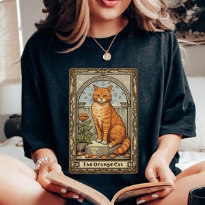 The Orange Cat Tarot Card Shirt, Cat Shirt, Orange Tabby Cat Shirt Tarot Shirt, Tarot Shirts, Women Tarot Card Shirt, Cat Mom Gifts