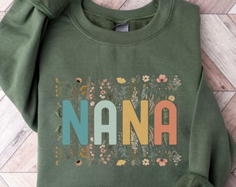 Nana Sweatshirt With Names, Personalized Nana Wildflowers Sweatshirt, Grandkids Names Sweater, Nana Crewneck,Mother's Day Gift, Nana Gift