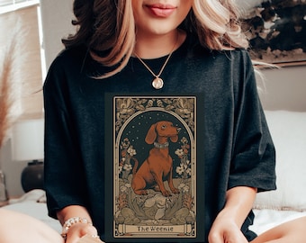 Dachshund T Shirt, Doxie Shirt, Weiner Dog Shirt, Weenie Dog T Shirt, Dachshund Mom Gift, Tarot Card Shirt, Gift For Dachshund Mom