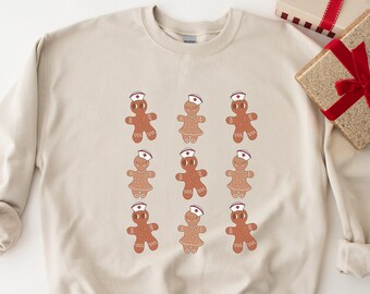 Christmas Nurse Sweatshirt, Gingerbread Man, Nicu Nurse, Picu, Er Ed ICU Nurse Tech Aid, Medical Assistant, Fall, Gift For Nurse