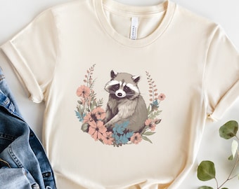 Raccoon Shirt, Raccoon Shirt, Funny Raccoon Shirt, Raccoon Gifts, Cottagecore, Funny Shirts For Women, Trashcore Shirt, Wildflower Raccoon