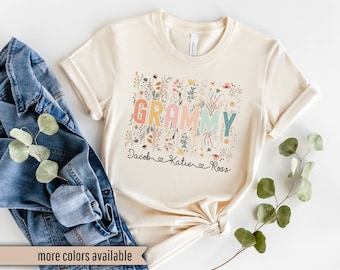 Grammy Shirt With Grandkids Names, Personalized Grammy Wildflowers Shirt, Grandkids Names Shirt, Custom Grammy Shirt,Mothers Day Grammy Gift