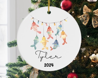 Personalized Fishing Ornament, Fishing Christmas Ornament, Fisherman Ornament, Boys Personalized Christmas Ornament, Christmas Fishing Gift