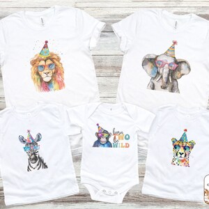 Born Two be Wild Party Animal TShirt Two Wild Birthday Safari Animals Birthday Party Animal Birthday T-Shirt Matching Family Birthday Shirt