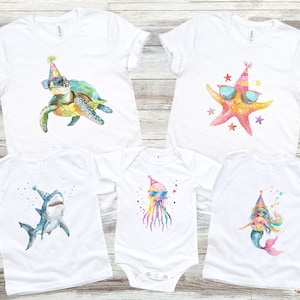 Mermaid Birthday Shirts, Shark Birthday, Summer Birthday Party Family Shirt, Party Animal Birthday, Octopus, Matching Aquarium Family Shirts
