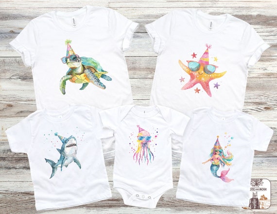 Mermaid Birthday Shirts, Shark Birthday, Summer Birthday Party Family Shirt, Party Animal Birthday, Octopus, Matching Aquarium Family Shirts