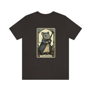 Rat T Shirt, The Hermit Tarot Card Shirt, Rat Graphic Tee, Tarot T Shirt, Bookish, Rat, Bookish Gift, Reading T Shirt, Rat Mom Gift, Witchy Brown