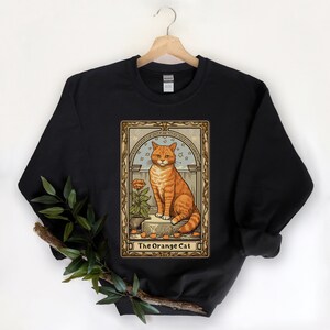 The Orange Cat Tarot Card Sweatshirt, Cat Sweatshirt, Orange Tabby Cat Shirt Tarot Gift, Tarot Sweatshirt, Women Tarot Card Cat Mom Gifts