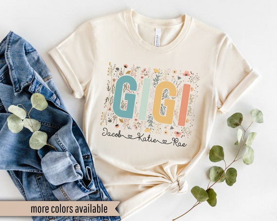 Gigi Shirt With Grandkids Names, Personalized Gigi Wildflowers Shirt,Grandkids Names Shirt,Custom Grandma Shirt,Mother's Day Gift, Gigi Gift