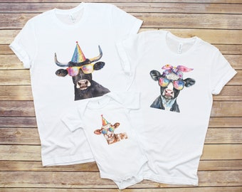 Farm Theme First Birthday Shirts, Family Matching Barn Birthday T-Shirt, Cow 1st Birthday Tee, Barn Theme Party, Holy Cow Birthday Shirts