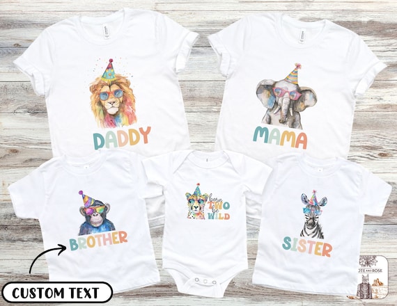 Born Two Be Wild Birthday Party Animal TShirt Two Wild Birthday Safari Animals Birthday Party Animal Birthday Shirt Matching Family Birthday