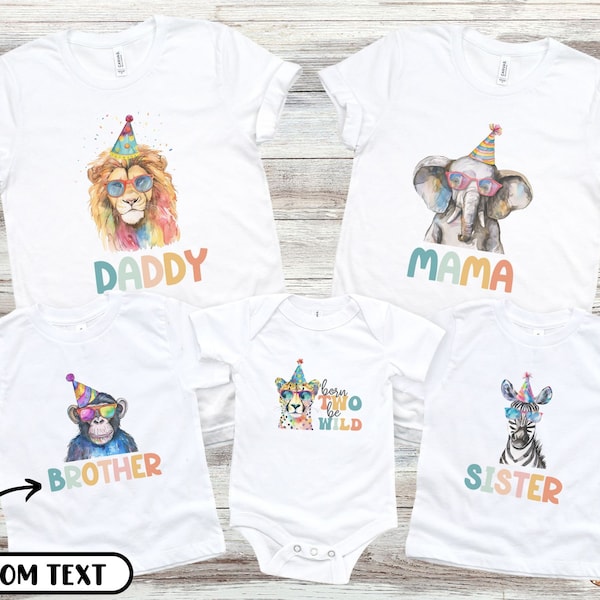 Born Two Be Wild Birthday Party Animal TShirt Two Wild Birthday Safari Animals Birthday Party Animal Birthday Shirt Matching Family Birthday