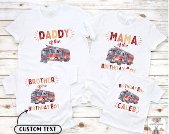 Firefighter Birthday Shirts, Fireman Themed Birthday Party, Fire Truck Shirts, Firefighter Family Matching Shirts, Family Fire Engine Shirts