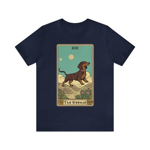 Dachshund T Shirt, Doxie Shirt, Weiner Dog Shirt, Weenie Dog T Shirt, Dachshund Mom Gift, Tarot Card Shirt, Gift For Dachshund Mom Navy