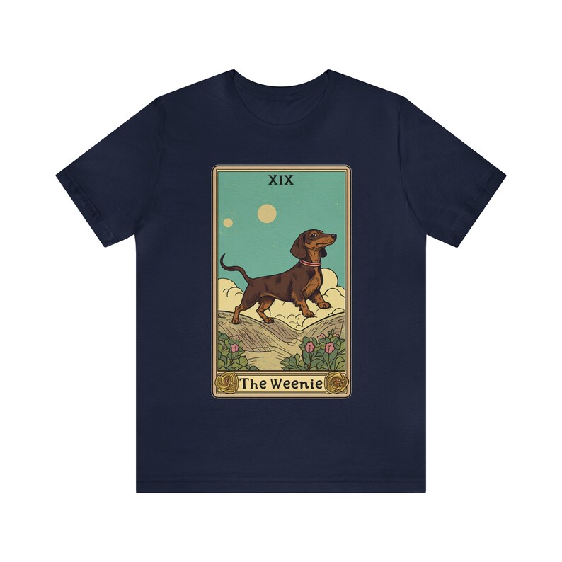 Dachshund T Shirt, Doxie Shirt, Weiner Dog Shirt, Weenie Dog T Shirt, Dachshund Mom Gift, Tarot Card Shirt, Gift For Dachshund Mom Navy