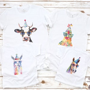 Farm Theme First Birthday Shirts, Family Matching Barn Birthday T-Shirt, Cow 1st Birthday Tee, Barn Theme Party, Horse, Chicken, Llama Bday