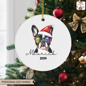 Christmas Ornament, Boston Terrier Ornament, Boston Terrier Christmas, Boston Terrier Gift, Personalized Boston Terrier Christmas Ornament