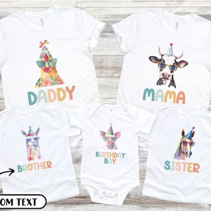 Farm Theme First Birthday Shirts, Family Matching Barn Birthday T-Shirt, Cow 1st Birthday Tee, Barn Theme Party, Personalized Farm Birthday