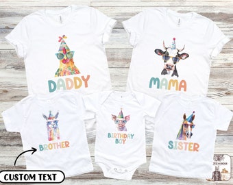 Farm Theme First Birthday Shirts, Family Matching Barn Birthday T-Shirt, Cow 1st Birthday Tee, Barn Theme Party, Personalized Farm Birthday