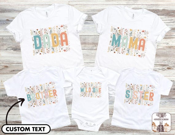 Wild One Birthday Shirts, First Birthday T-Shirt, Wildflower Birthday, Flower Theme Birthday Party, Wildflowers, Matching Family Birthday
