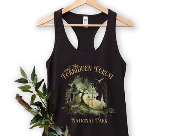 Forbidden Forest Racerback, National Park Tank Top, Book Lover Gift, Magical Hiking Tank Top, Camping, Cottagecore, Fantasy Bookish Gift