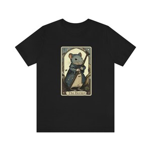 Rat T Shirt, The Hermit Tarot Card Shirt, Rat Graphic Tee, Tarot T Shirt, Bookish, Rat, Bookish Gift, Reading T Shirt, Rat Mom Gift, Witchy Black