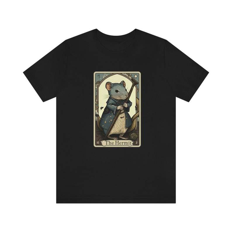 Rat T Shirt, The Hermit Tarot Card Shirt, Rat Graphic Tee, Tarot T Shirt, Bookish, Rat, Bookish Gift, Reading T Shirt, Rat Mom Gift, Witchy Black